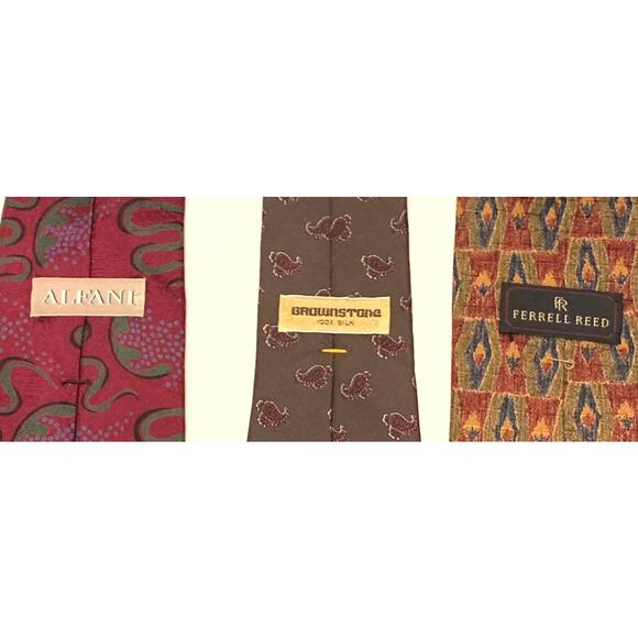 Mens Bundle of 9 - 100% Silk Neck Ties Various Colors & American Bald Eagle - Picture 11 of 14